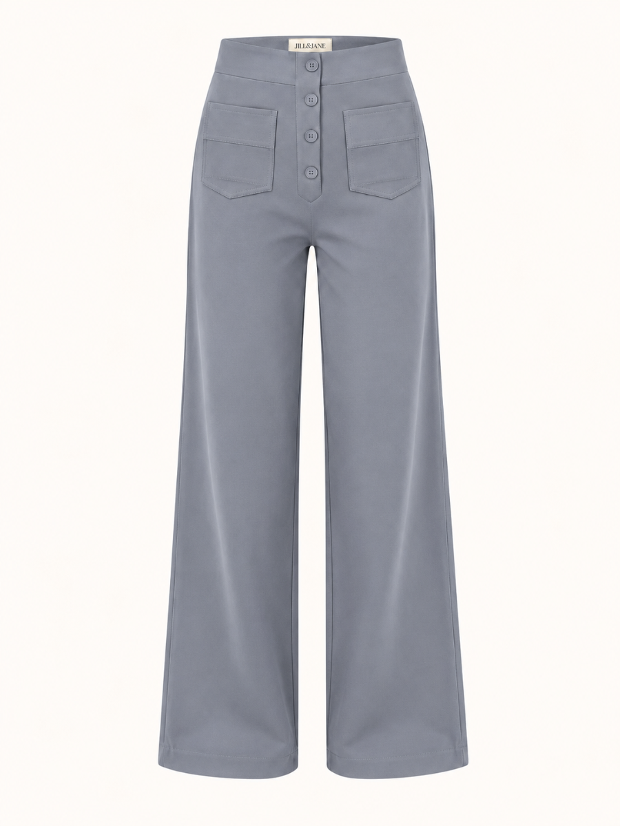 Button-Front Wide-Leg Broek