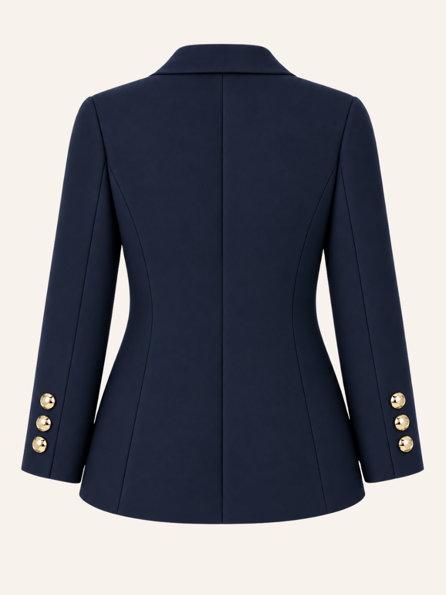 Gold Button Open-Front Blazer