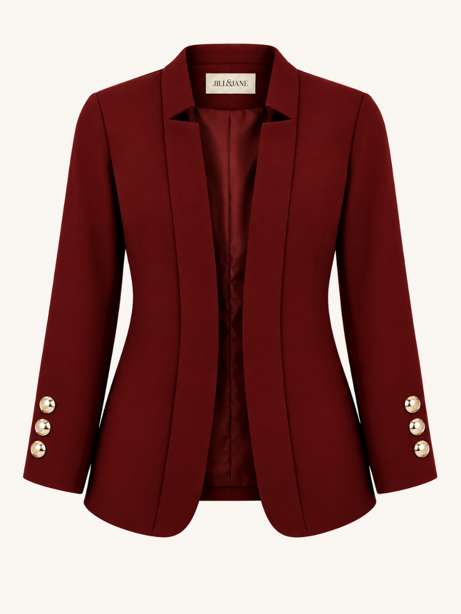 Gold Button Open-Front Blazer