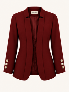 Gold Button Open-Front Blazer