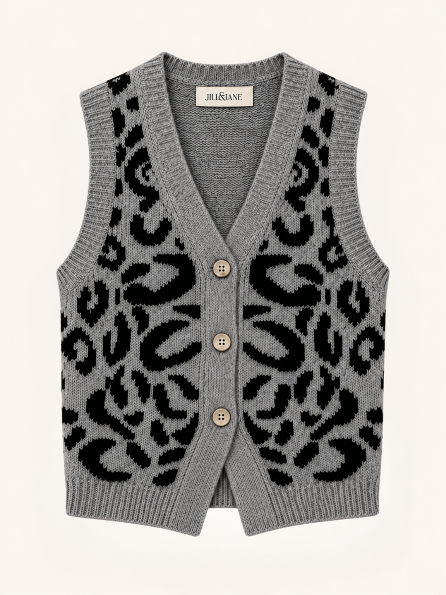 Leopard Knit Body Vest