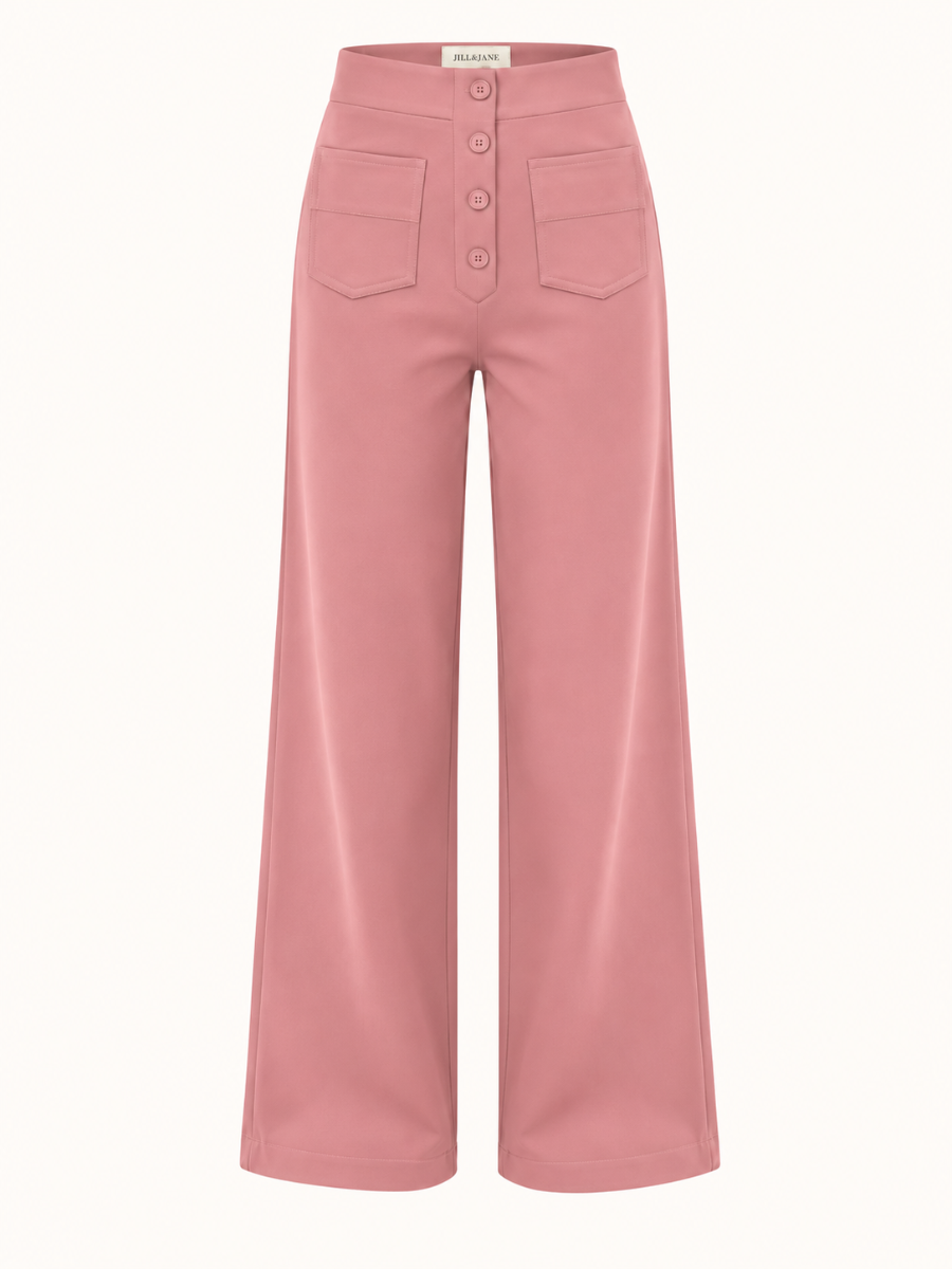 Button-Front Wide-Leg Broek