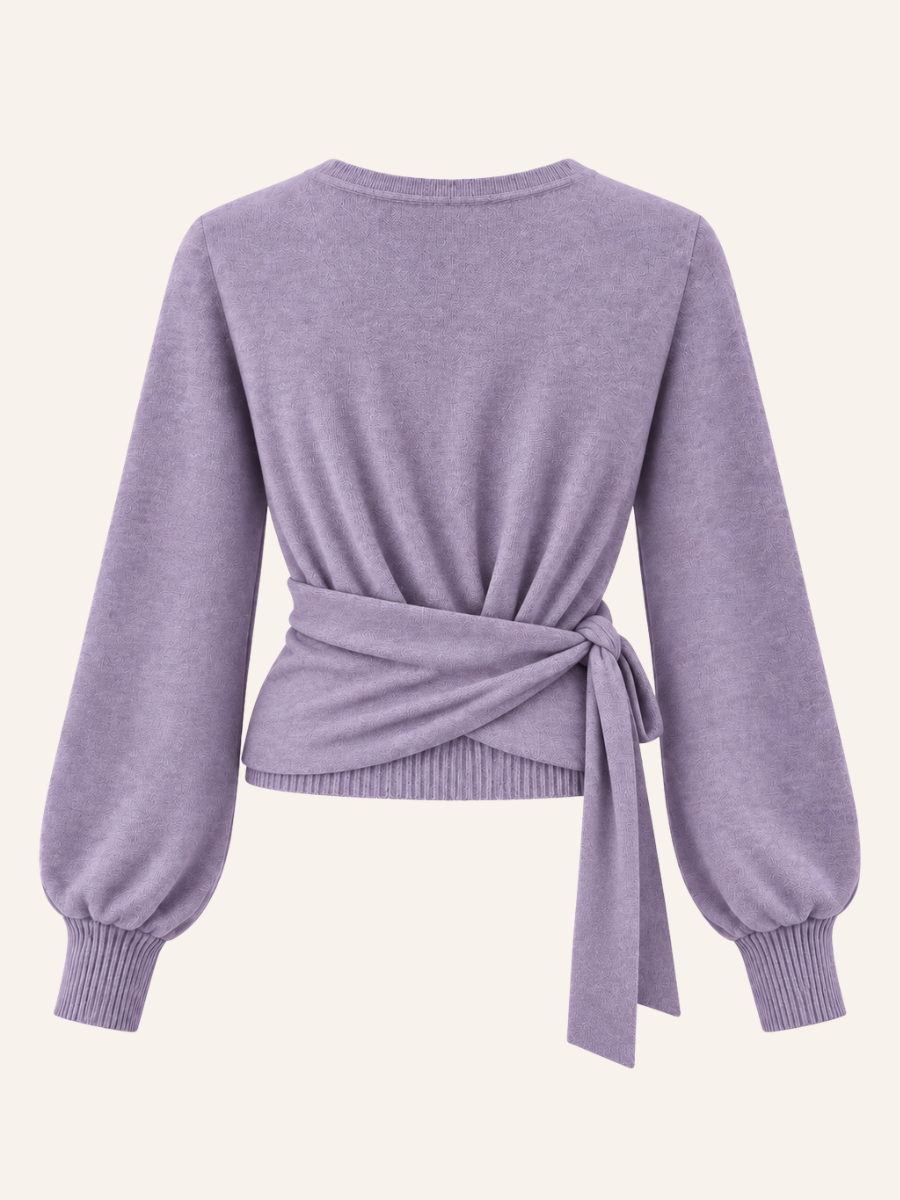 Tie-Waist Wrap Knit Sweater