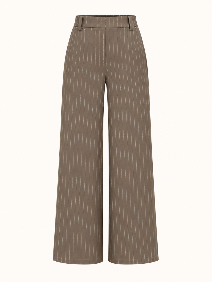 Pinstripe Wide-Leg Pantalon