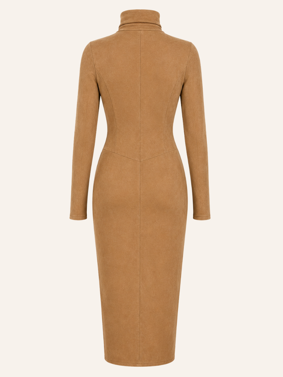 Suede Turtleneck Maxi Jurk