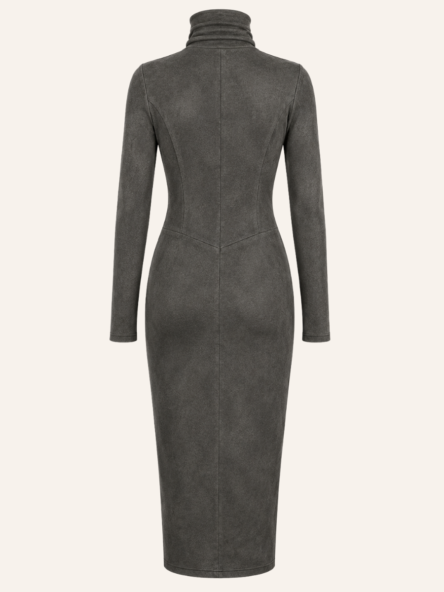 Suede Turtleneck Maxi Jurk