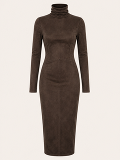Suede Turtleneck Maxi Jurk