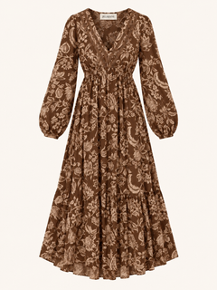 Floral Long-Sleeve Maxi Jurk