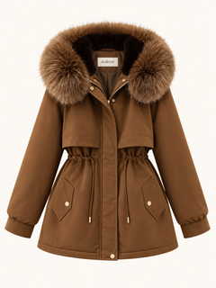 Fur-Trim Drawstring-Waist Winterjas