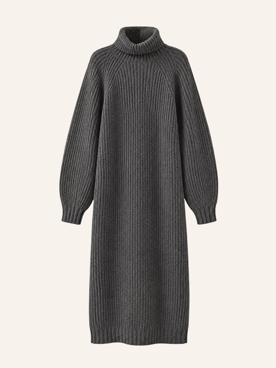 Ribbed Turtleneck Sweater Jurk