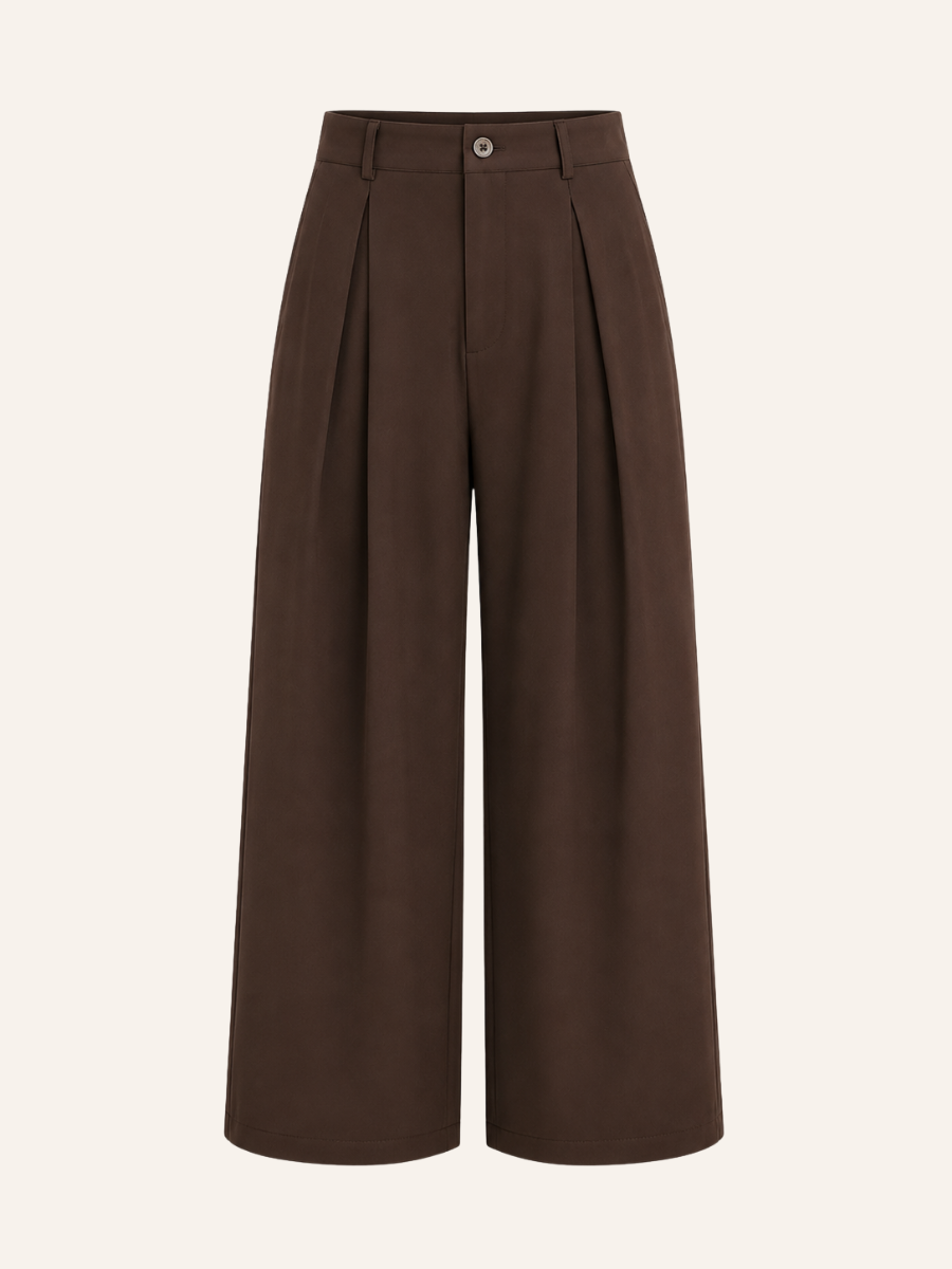 Pleated Wide-Leg Pantalon
