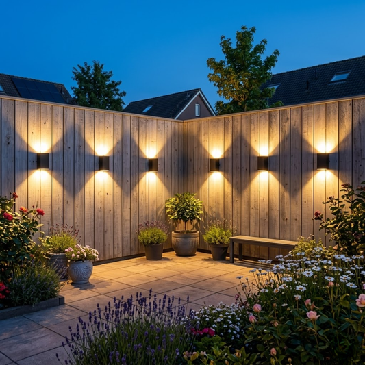 Solar Tuinwandlamp – Warm Sfeervol Licht voor een Gezellige Avond in de Tuin
