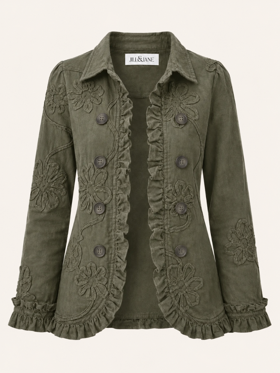 Embroidered Floral Ruffle Overshirt