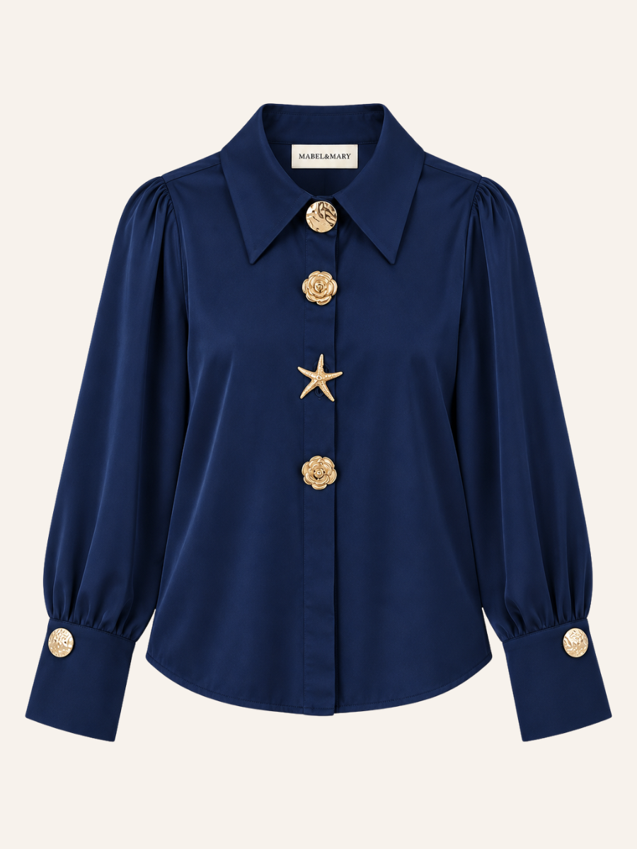Decorative Gold-Button Blouse