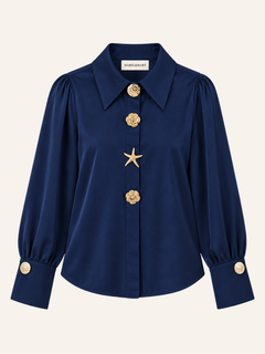 Decorative Gold-Button Blouse