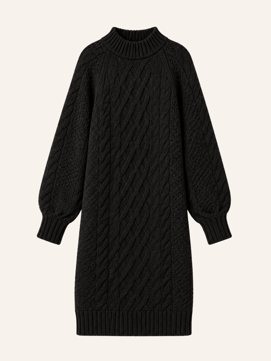 Cable Knit Turtleneck Sweater Jurk