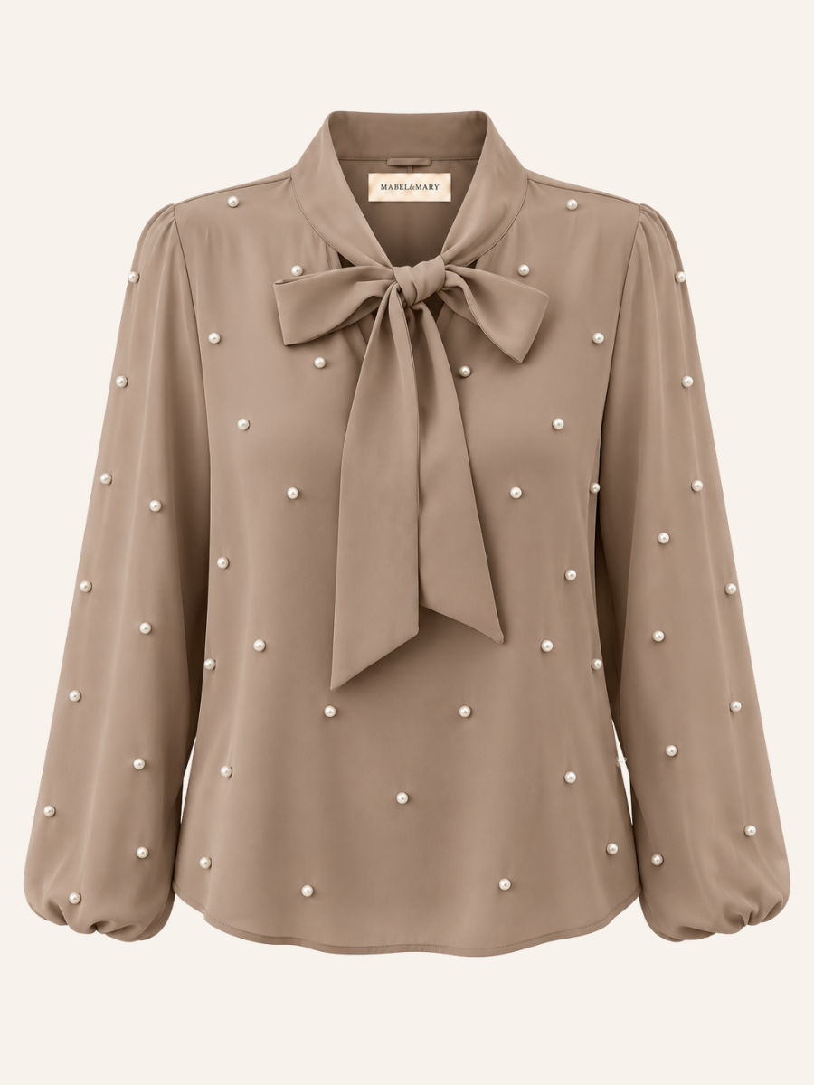 Pearl Embellished Bow Blouse