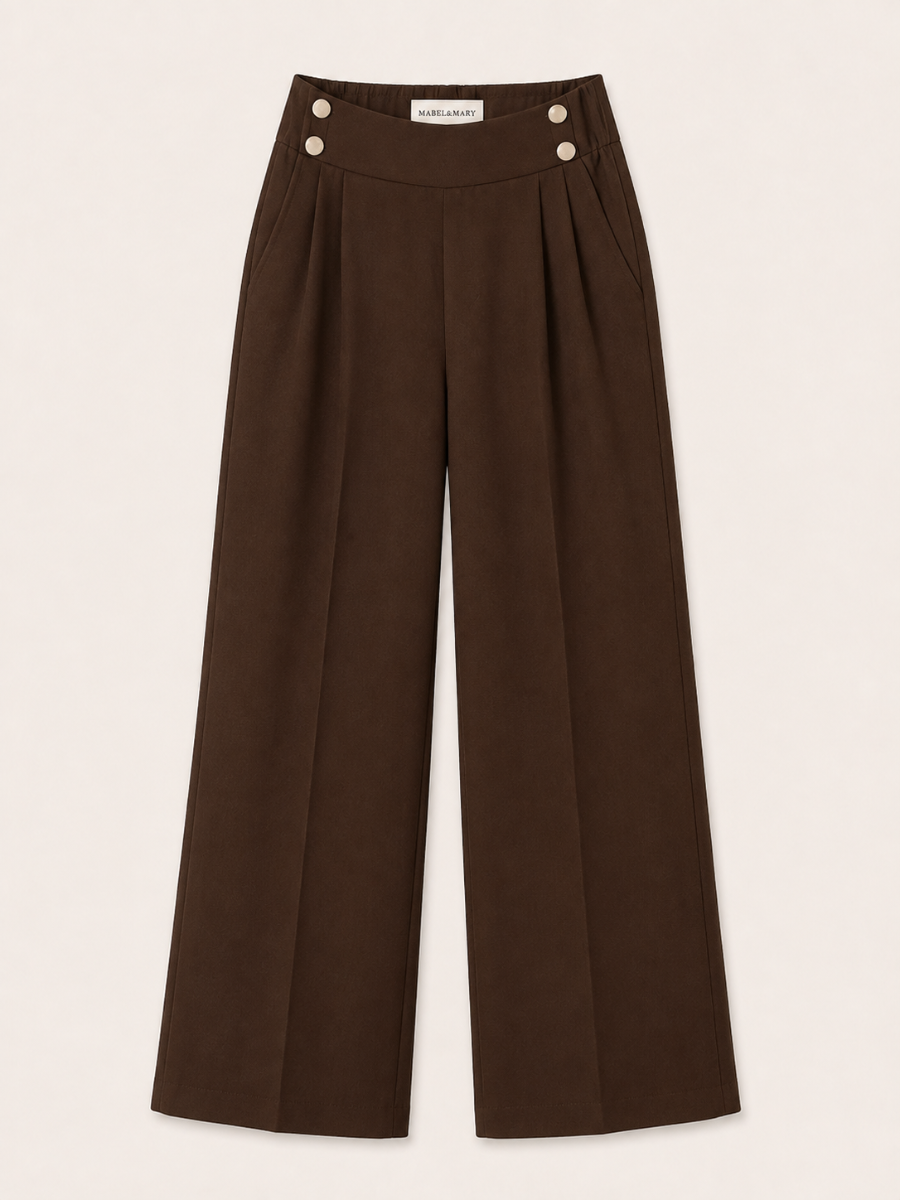 Gold-Button Wide-Leg Pantalon