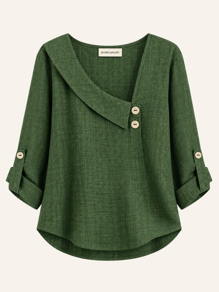 Asymmetric Button-Neck Blouse