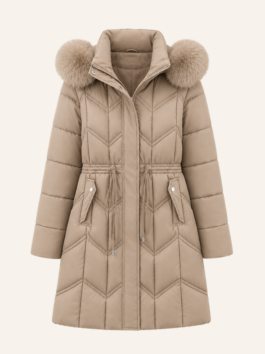 Fur-Trim Hooded Pufferjas