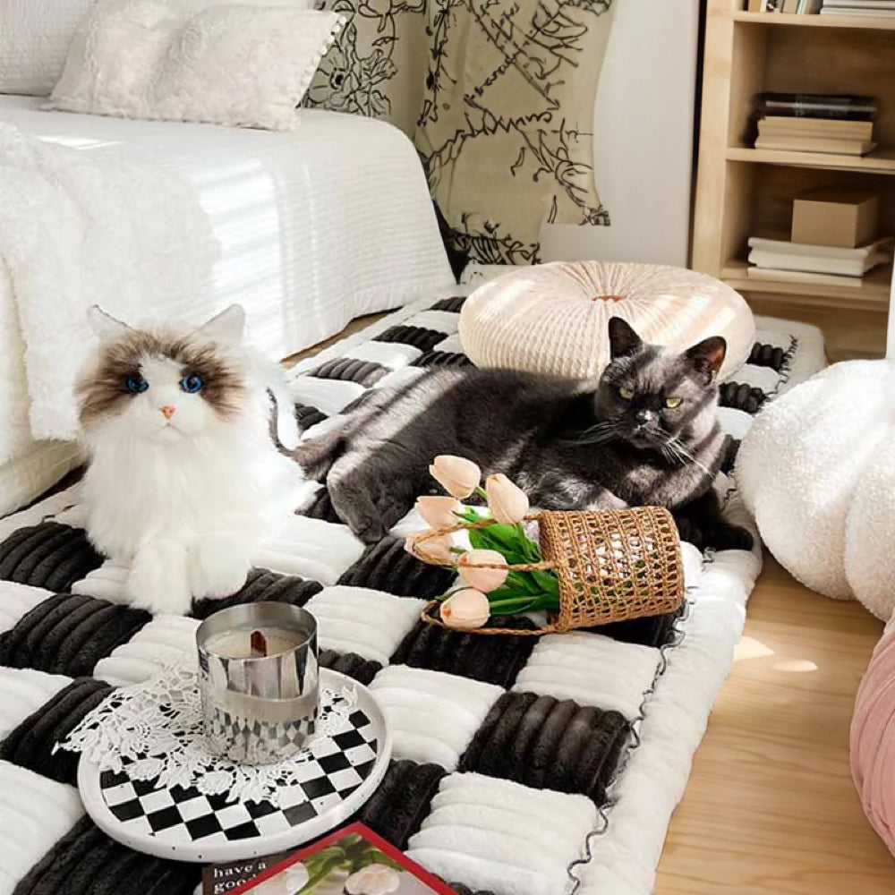 Geruite Chenille Bankbeschermer