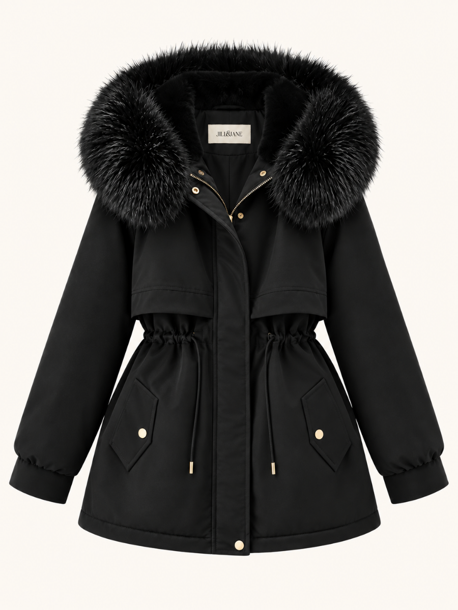 Fur-Trim Drawstring-Waist Winterjas