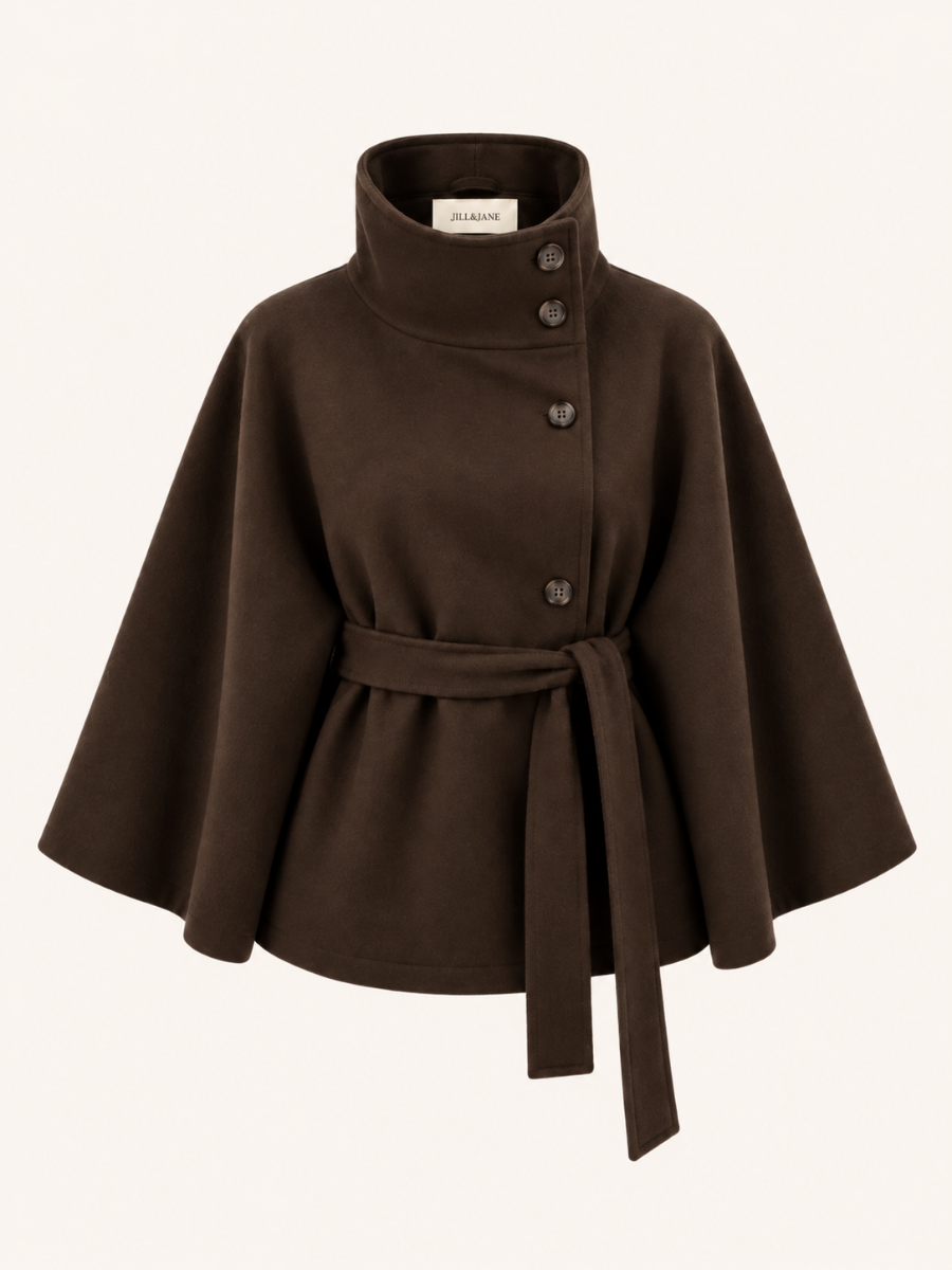 High-Neck Belted Coat