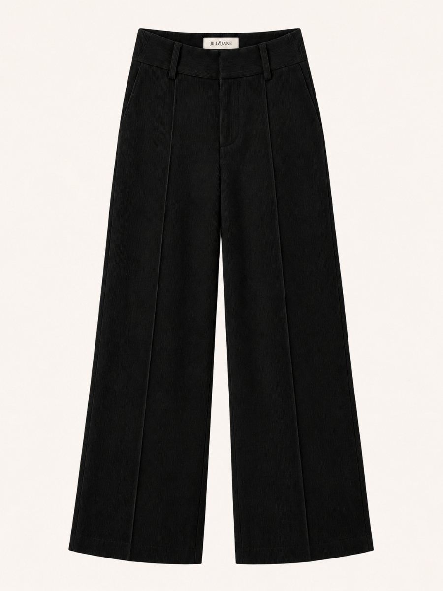 Ribbed Wide-Leg Jeans