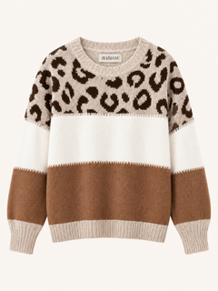 Leopard Colorblock Knit Sweater