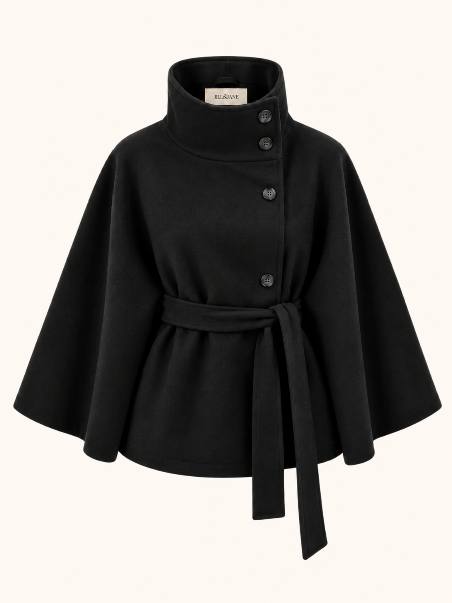 High-Neck Belted Coat