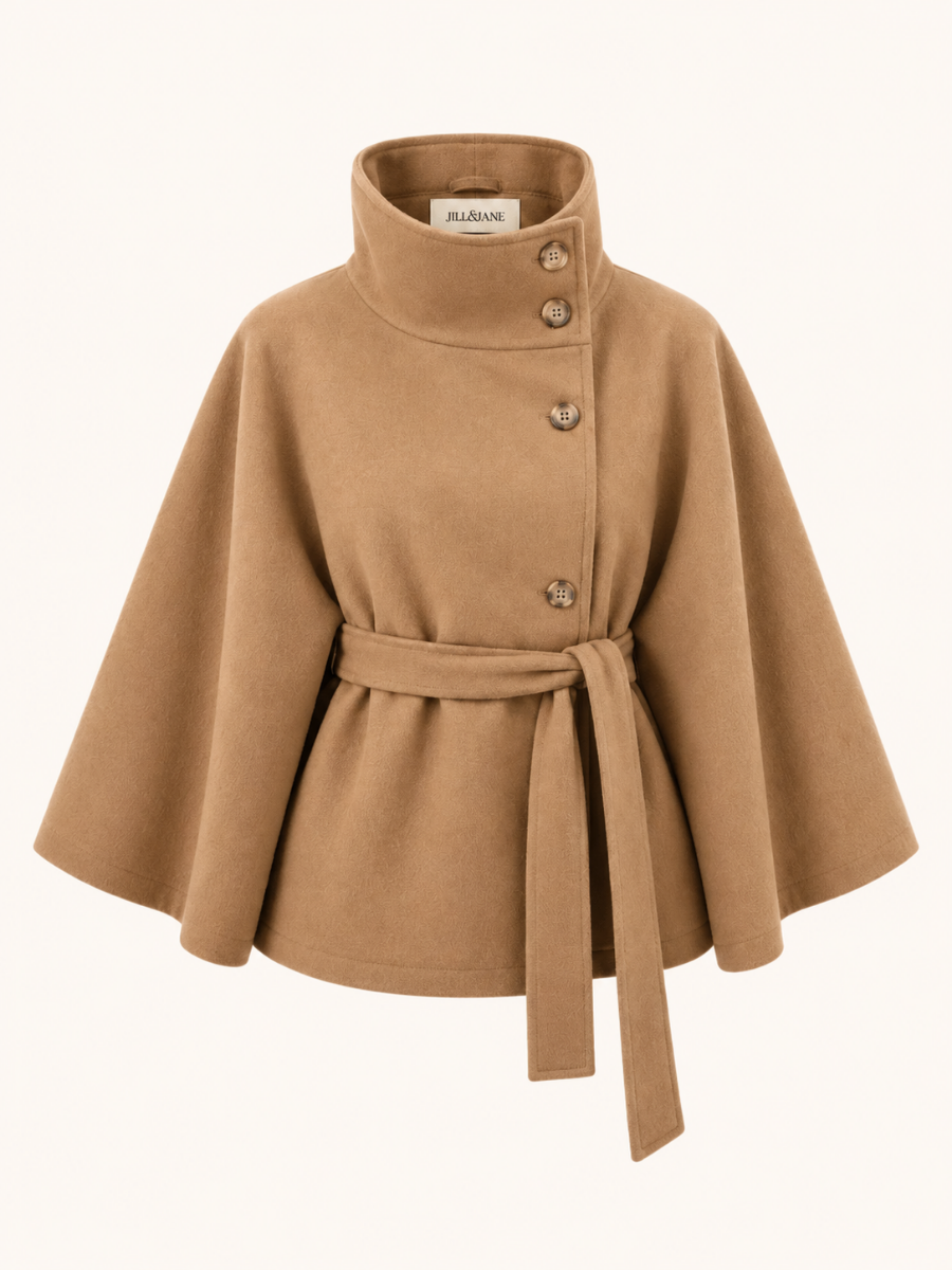 High-Neck Belted Coat
