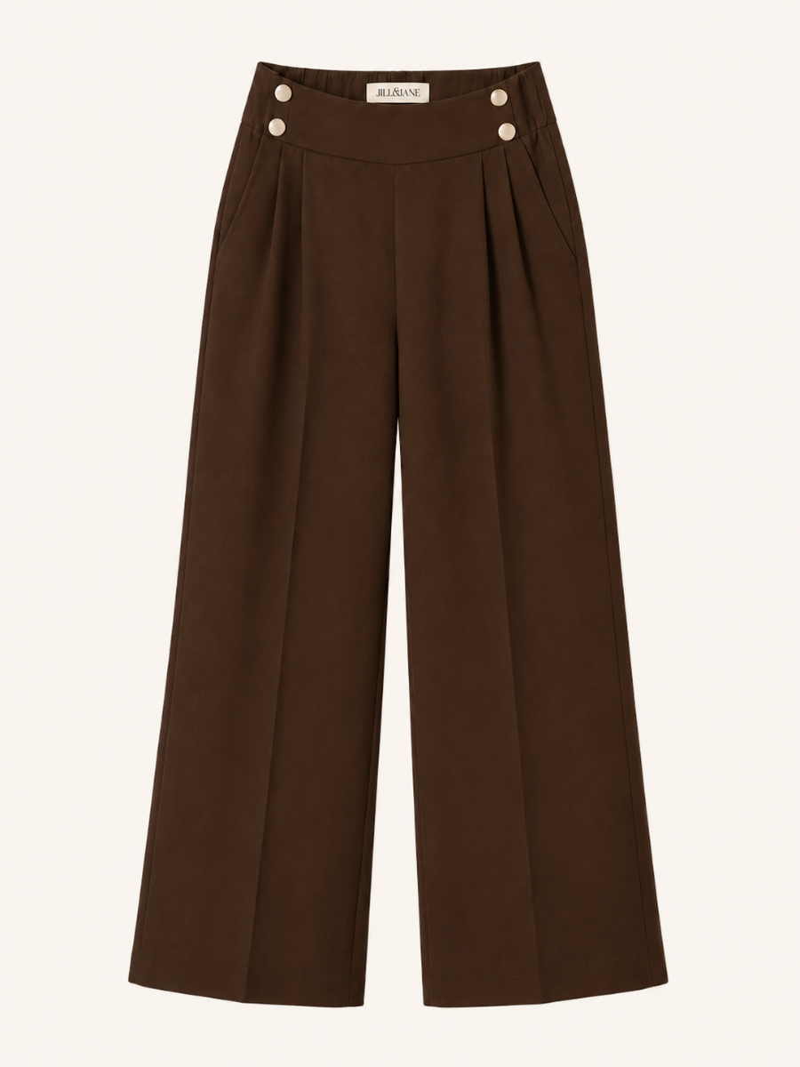 Gold-Button Wide-Leg Pantalon