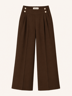 Gold-Button Wide-Leg Pantalon