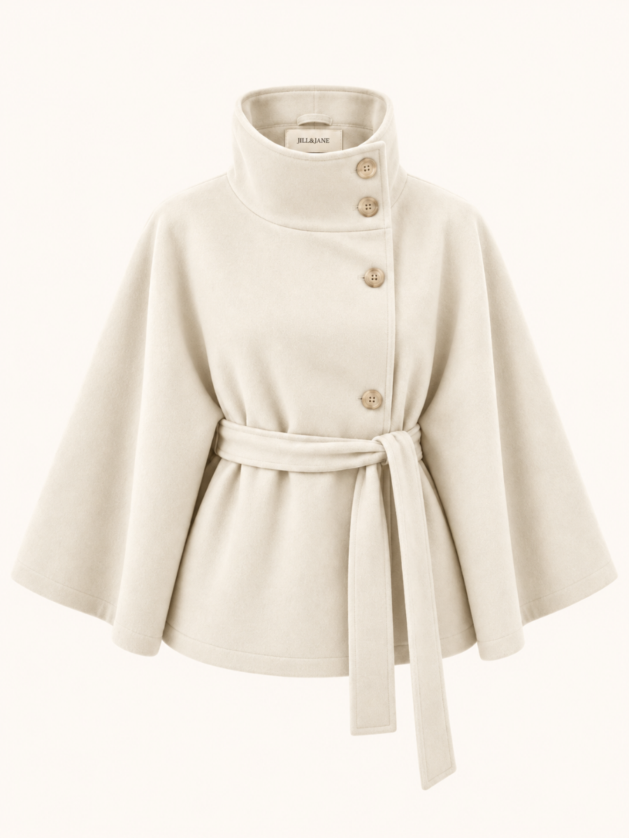 High-Neck Belted Coat