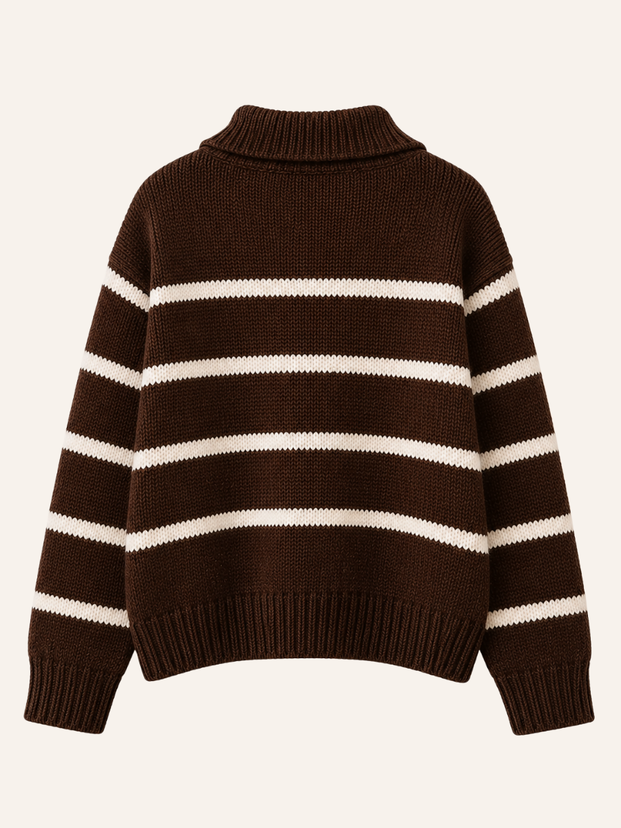 Striped Half-Zip Knit Sweater