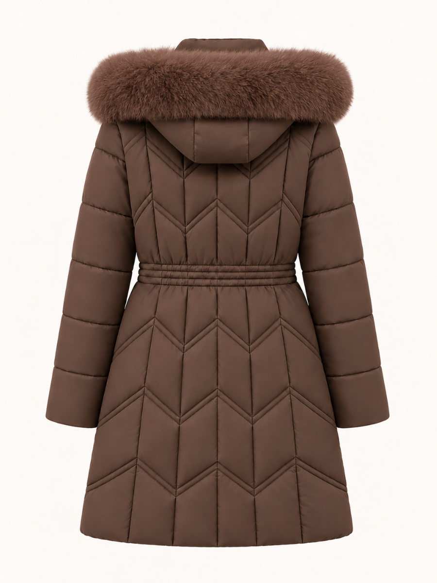 Fur-Trim Hooded Pufferjas