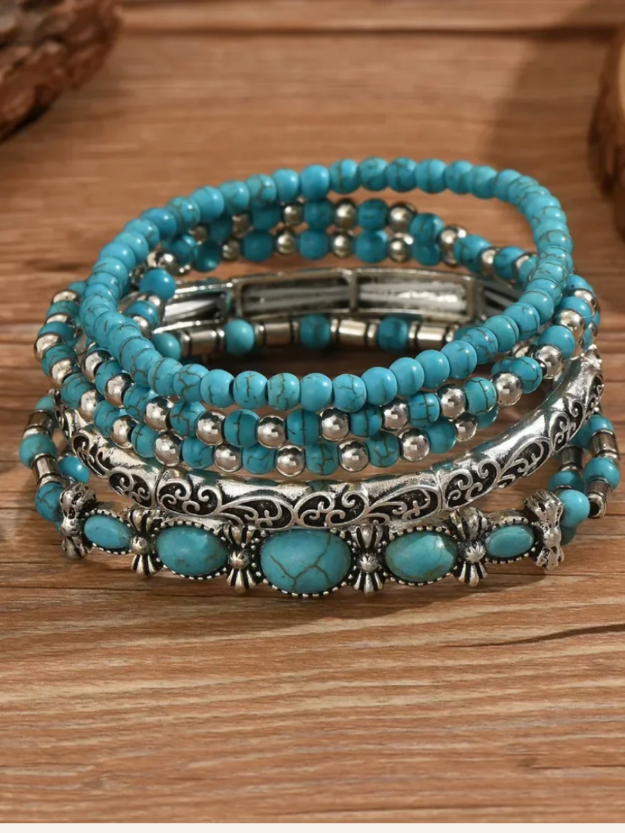 Turquoise Beaded Armband Set
