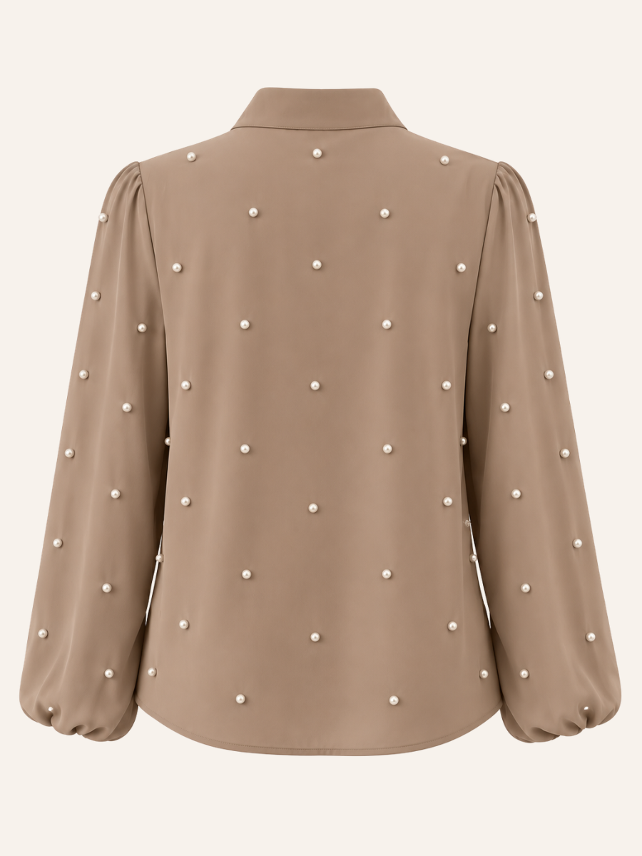 Pearl Embellished Bow Blouse
