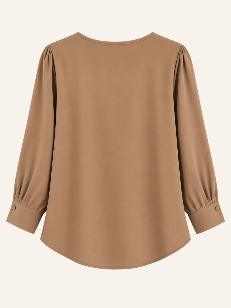 Pleated V-Neck Blouse