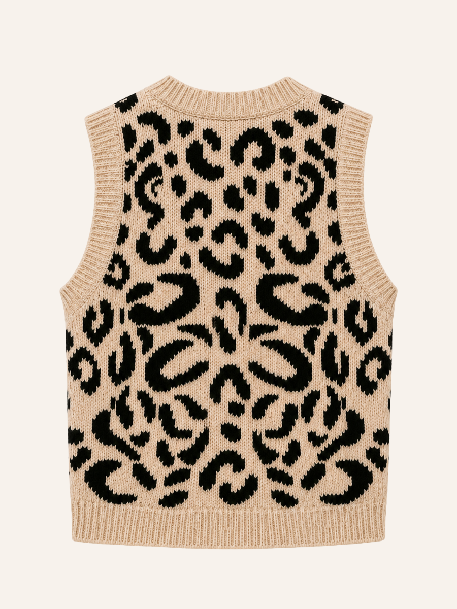 Leopard Knit Body Vest