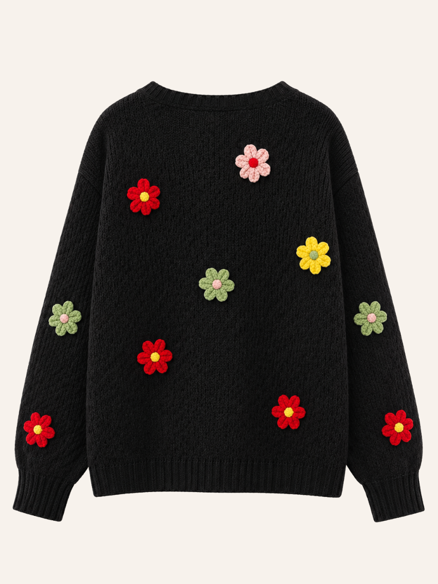 Floral Appliqué Knit Vest