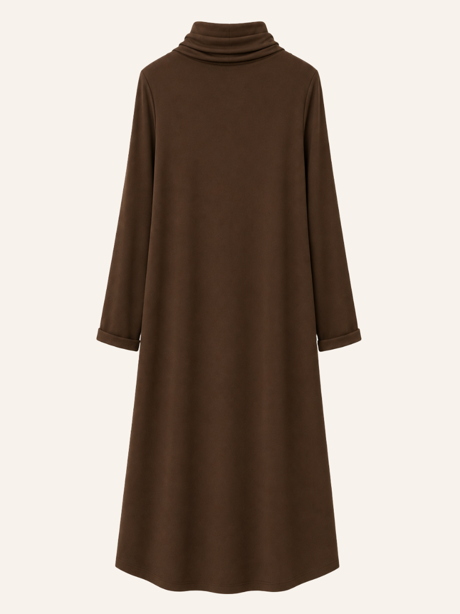 Draped Button-Detail Jurk