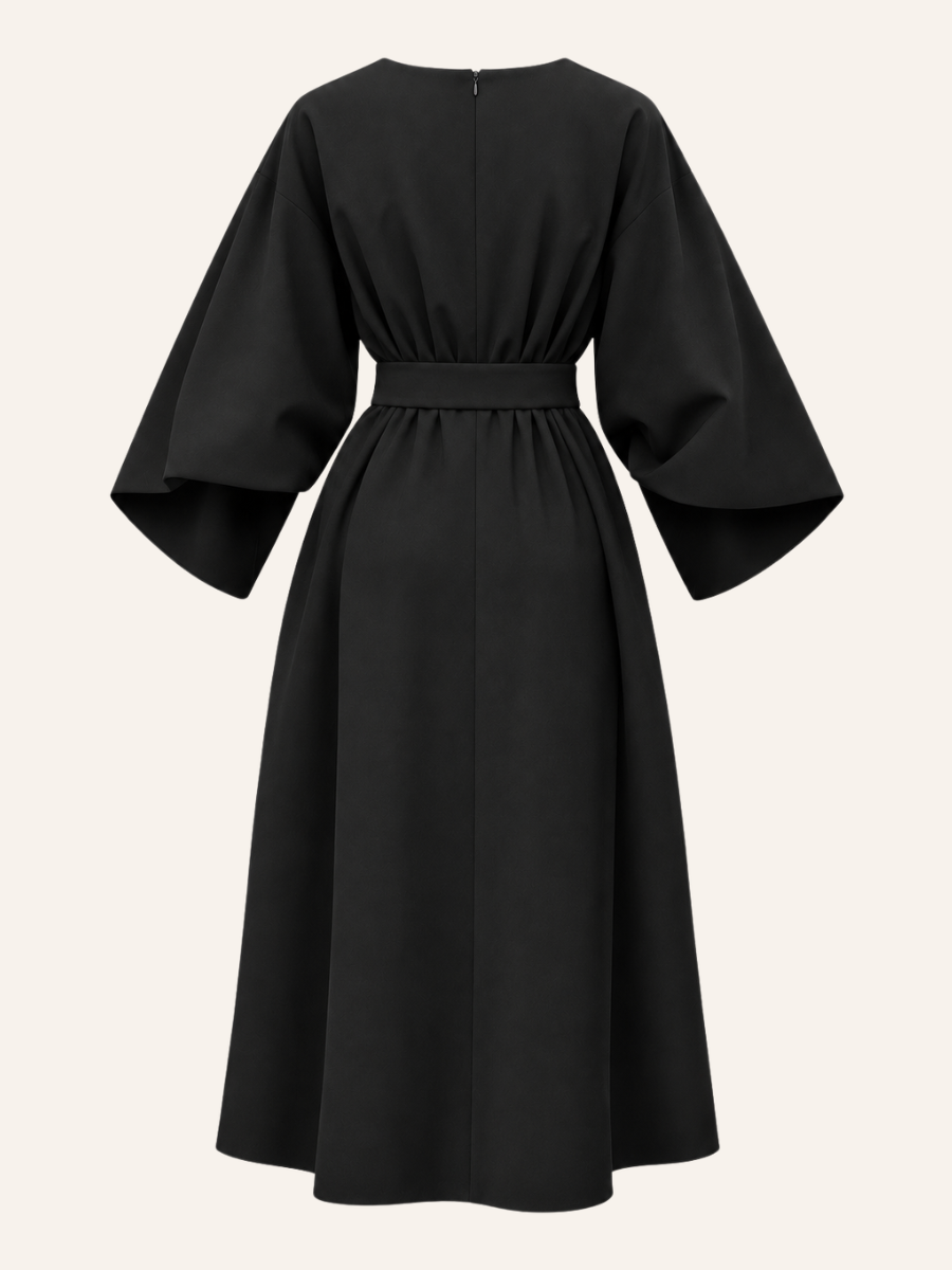 Belted Puff-Sleeve Jurk
