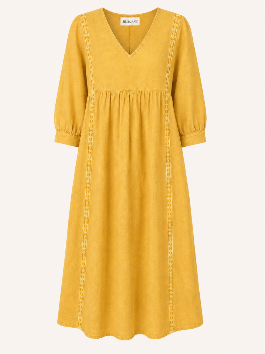 Lace-Trim V-Neck Maxi Jurk
