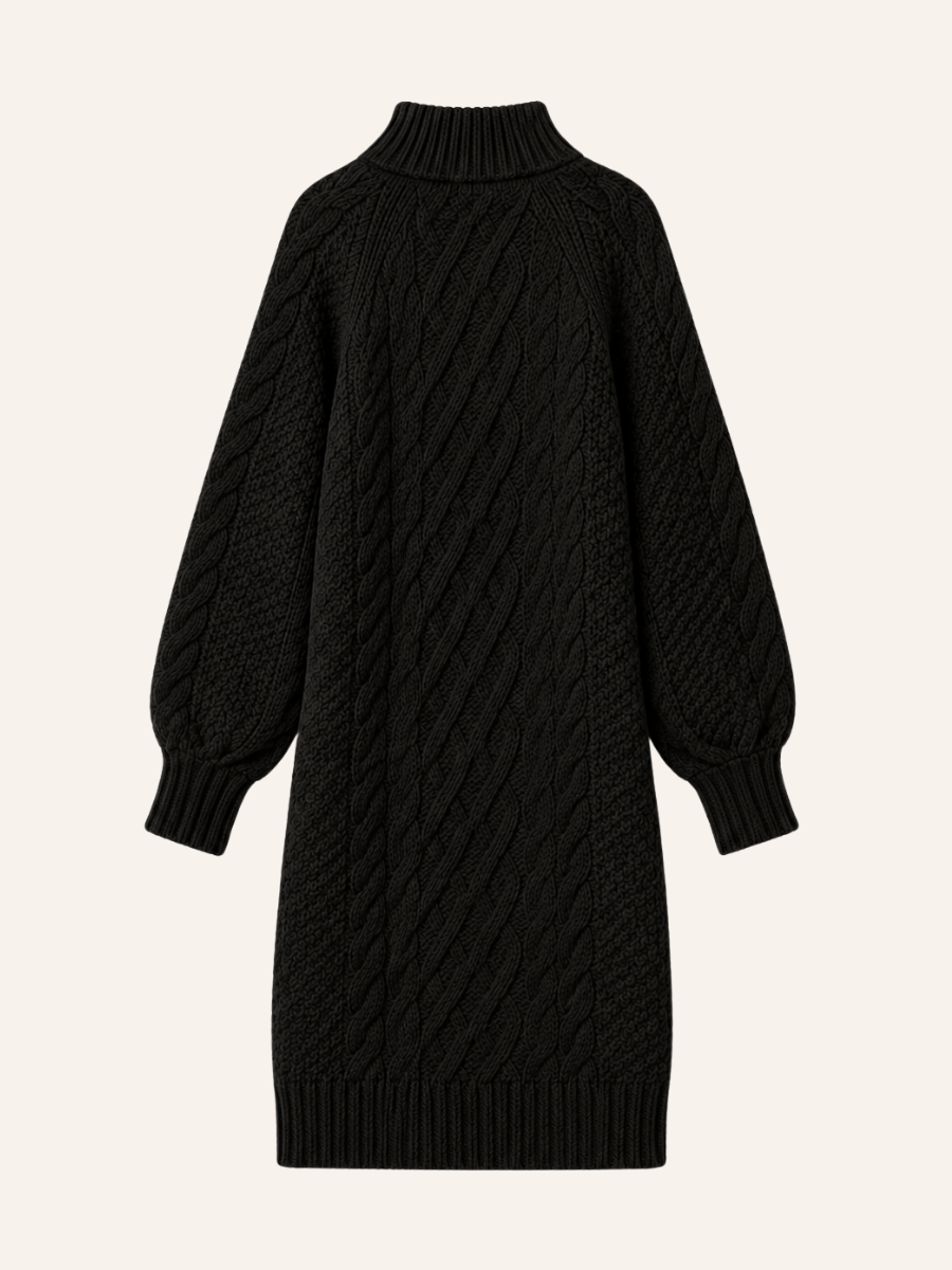 Cable Knit Turtleneck Sweater Jurk