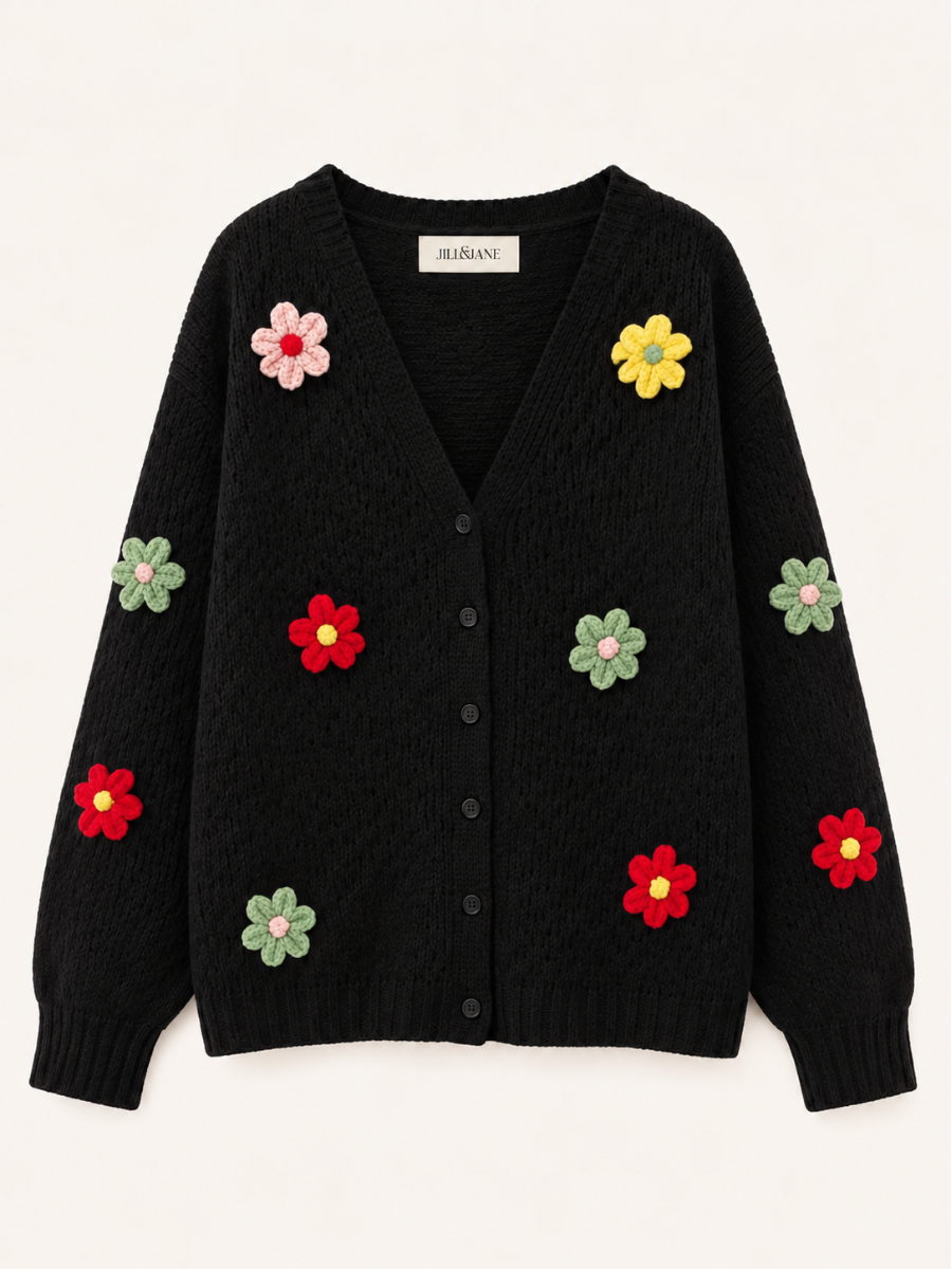 Floral Appliqué Knit Vest