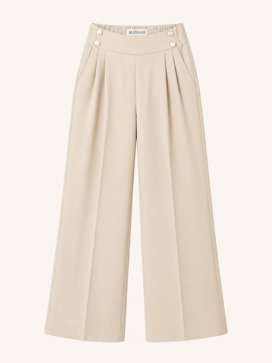 Gold-Button Wide-Leg Pantalon