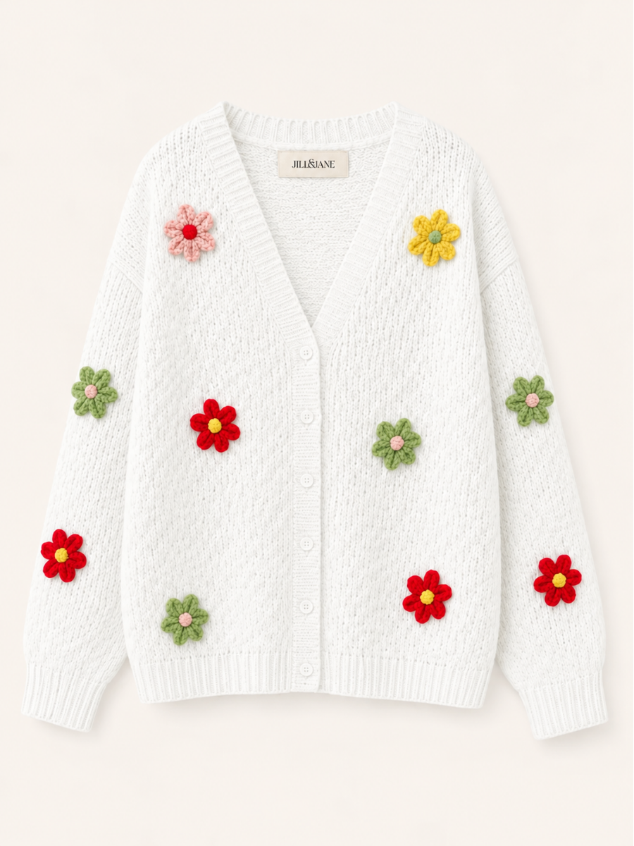 Floral Appliqué Knit Vest
