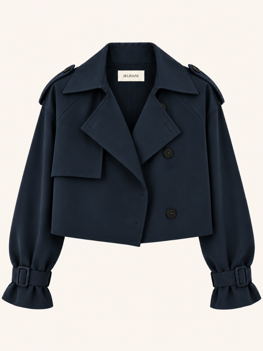 Cropped Trench Button Jas
