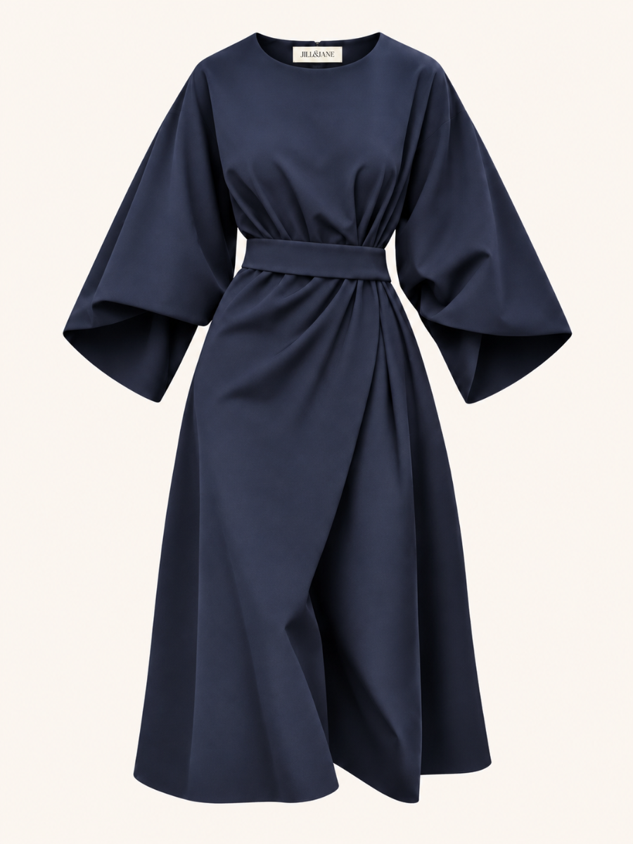 Belted Puff-Sleeve Jurk